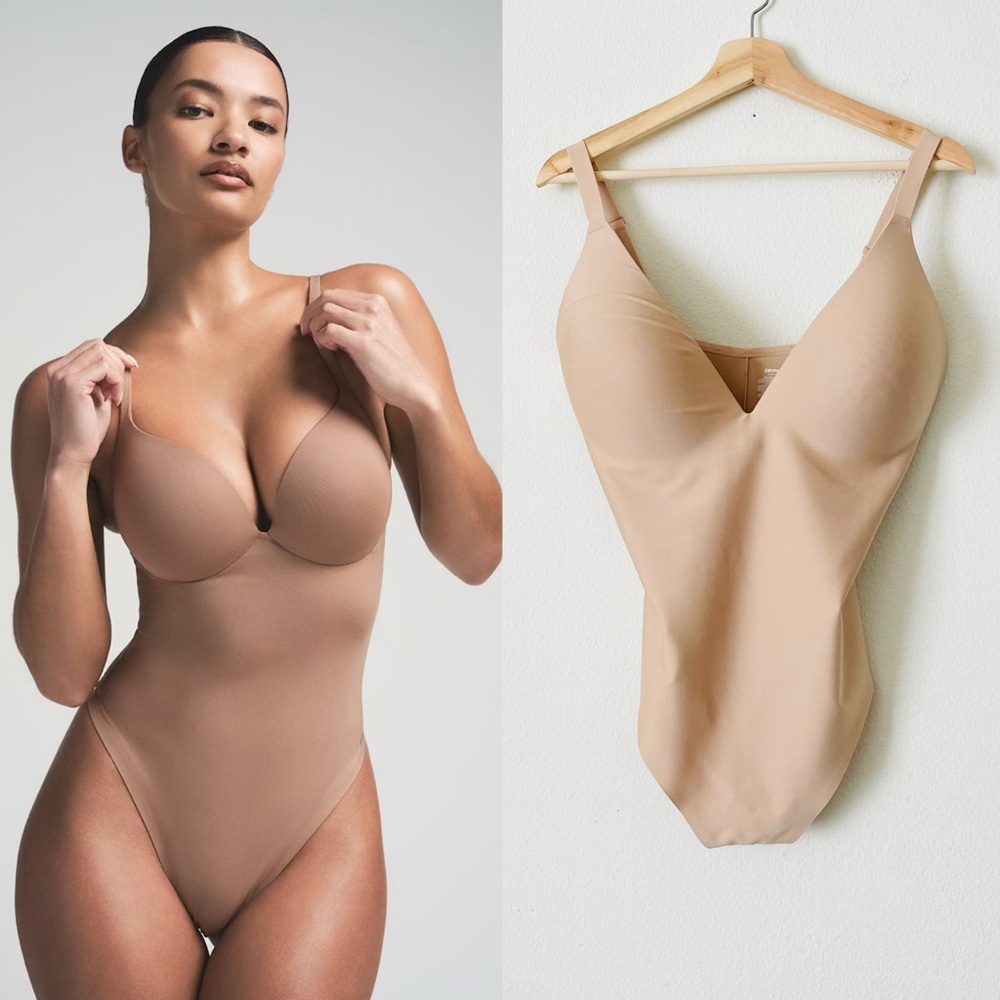 Skims 2X Pushup thong bodysuit in nude beige